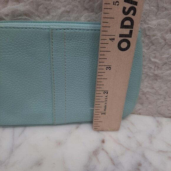 Coach Leather Wristlet Pouch Blue Leather - Picture 3 of 8